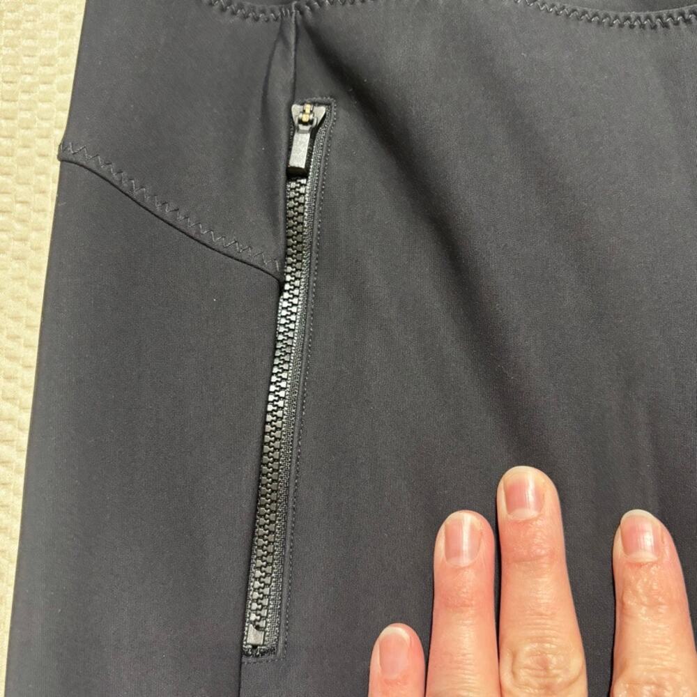 Athleta Stellar Tight Leggings Size Small Black Zip Pockets Trouser Style - Picture 3 of 10